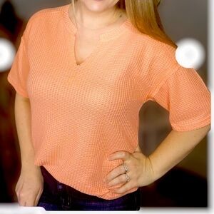 New In Waffle Knit Top